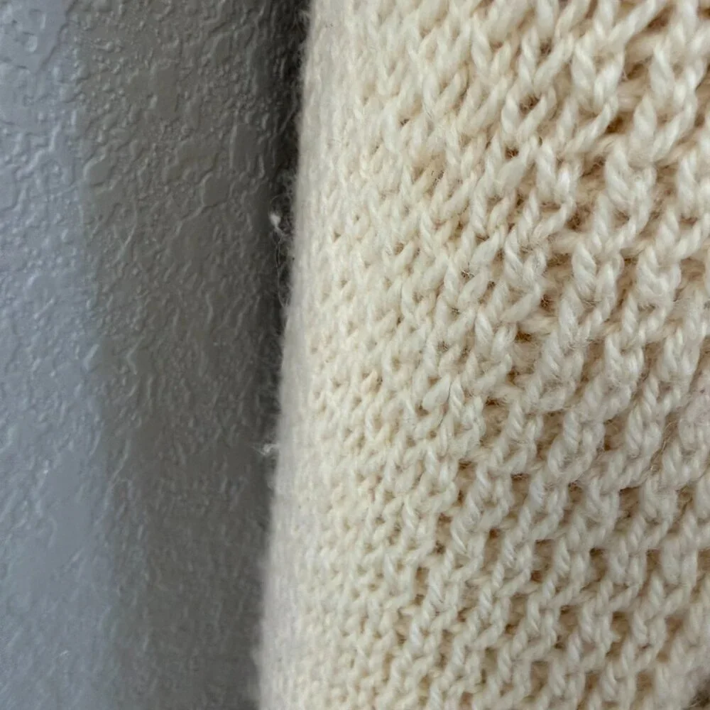 Vintage ST. MICHAEL 100% Wool Cable Knit Turtleneck Sweater Cream M